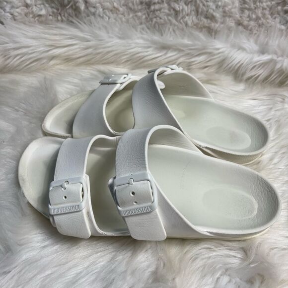Birkenstock Two-Strap White Rubber Slide Sandal -Arizona EUR SZ40 - Picture 1 of 9